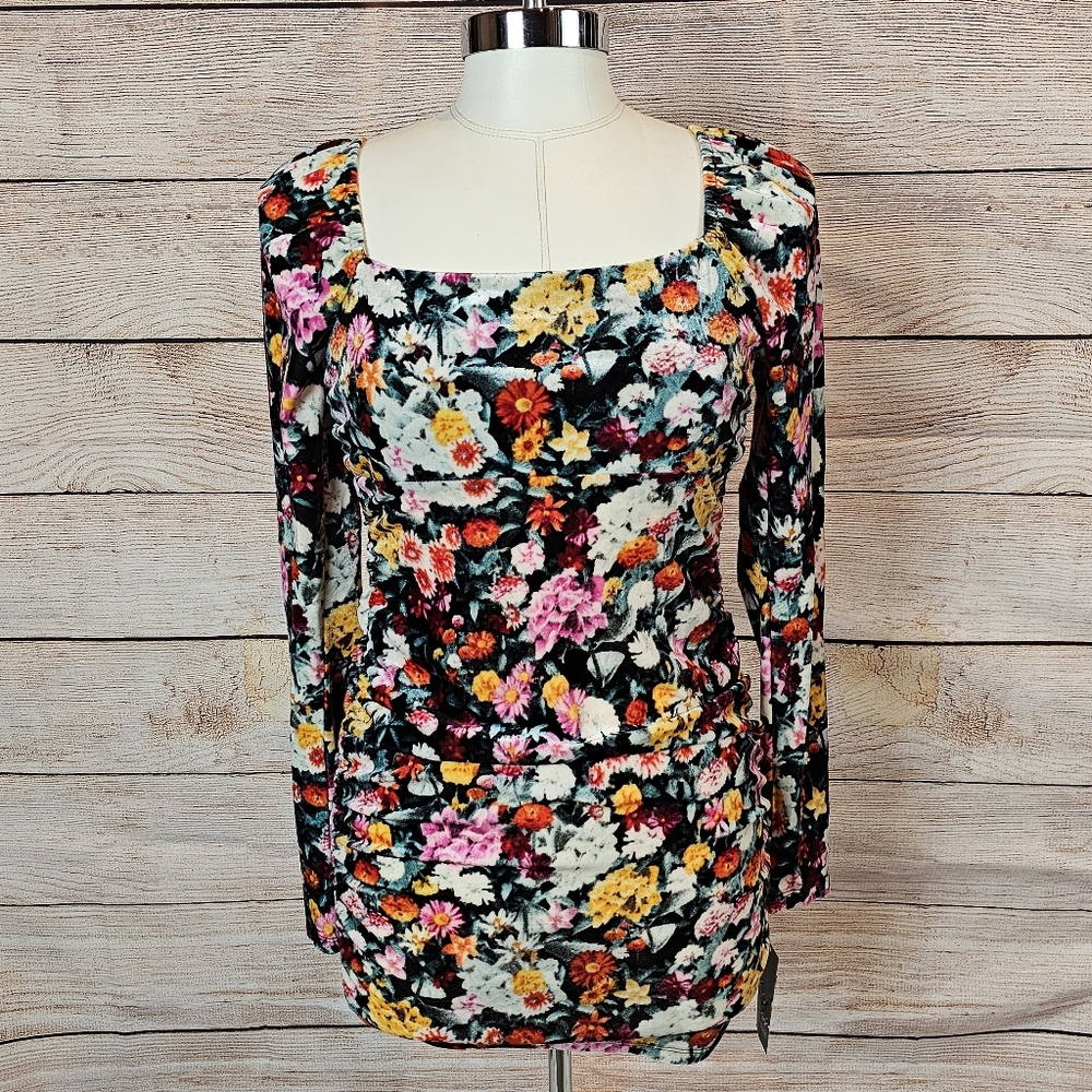 Velvet feel floral dress by Wild Fable
